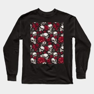 Rose And Skull Pattern Long Sleeve T-Shirt